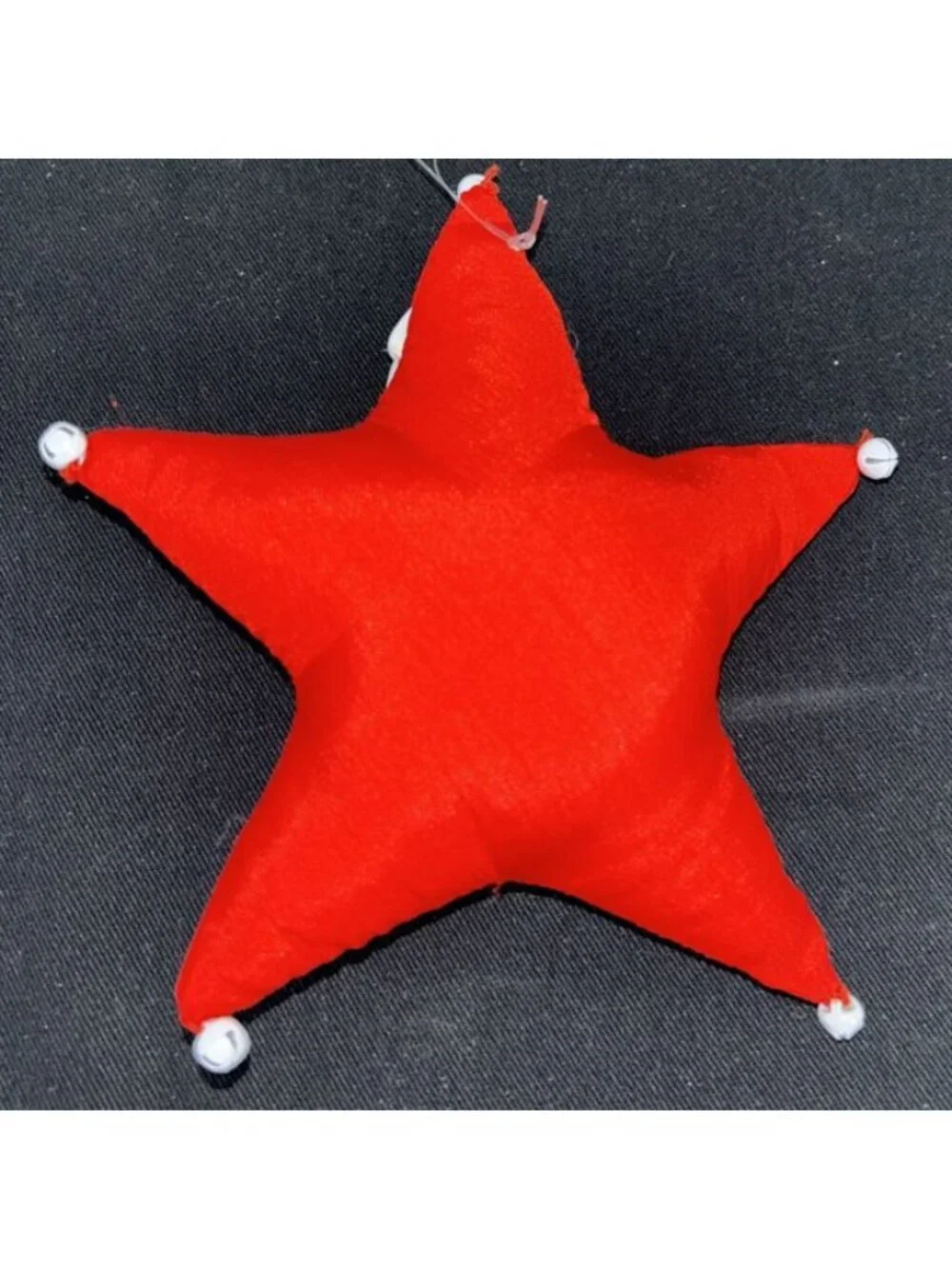 Dept 56 Stuffed Santa Star Ornament Ceramic Face White Bells 5.5